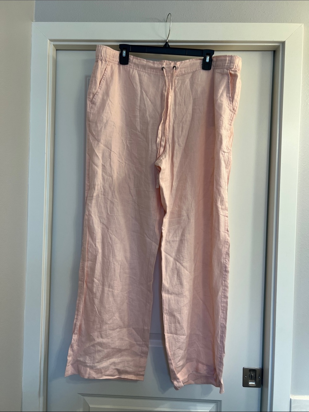 Light Pink Women's Linen-Blend Drawstring Pants